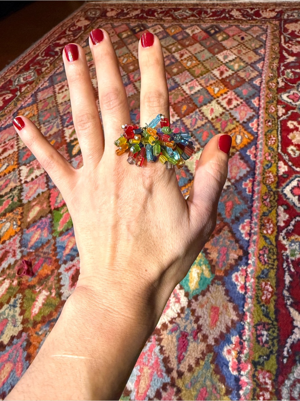 Colorful Mixed Statement Rings - Turquoise & Multicolor - Picture 8 of 8